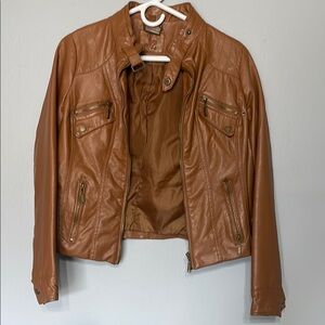Brown Leather Jacket with Vintage Feel